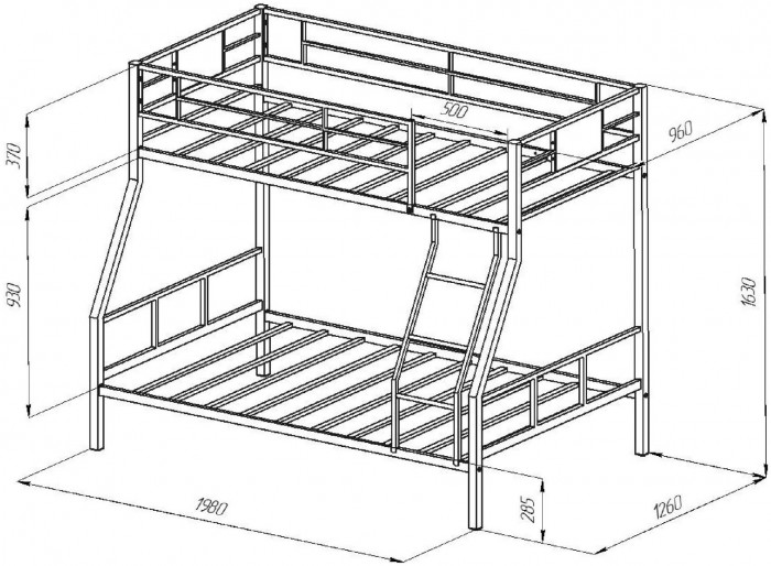 Двухъярусная кровать Гранада 1КВ (Ирландский дуб, Черный)