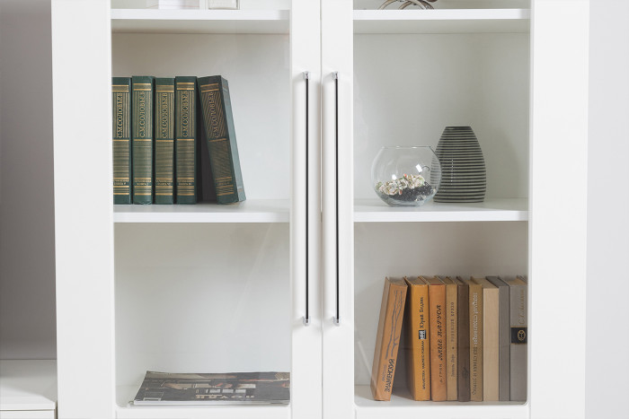 Валенсия Гостиная № 076, цвет ЛДСП белый шагрень/МДФ белый шагрень, ШхГхВ 272,2х38,3х225,2 см., универсальная сборка