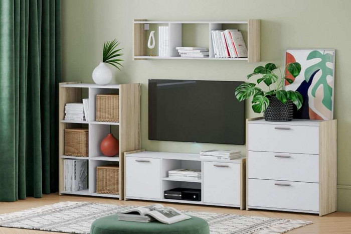 Тумба ТВА Симпл НМ 013.41 дуб сонома/белый