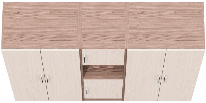 Шкаф С-МД-СК9Ш+Пенал С-МД-СК9П+Шкаф С-МД-СК9Ш, ясень шимо светлый/ясень шимо тёмный