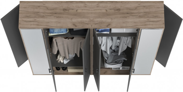 Две прихожих Домино-мини 2-3421дкт/граф, дуб крафт табачный/графит