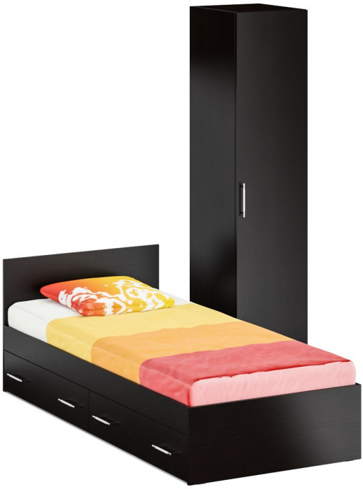 Кровать с ящиками 0900 + Пенал Стандарт, венге