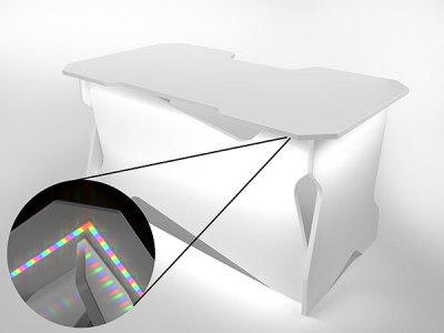 Игровой компьютерный стол RVG с подсветкой Белый/Белый 120