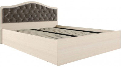 Кровать Дели дуб молочный + велюр шоколад, ортопед 160