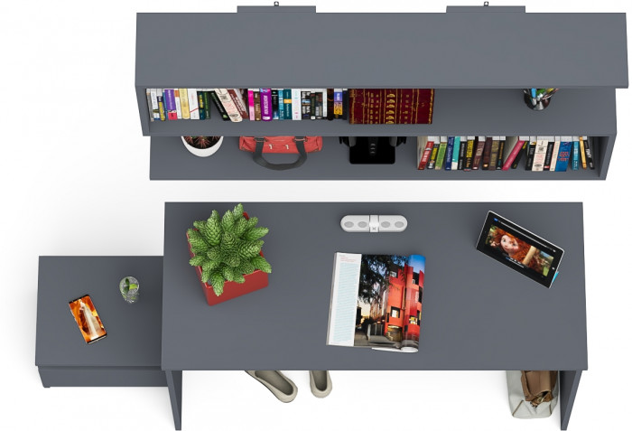 Мори письменный стол МСП1200.1 + Тумба ТМП400.1 + Полка 1200, графит