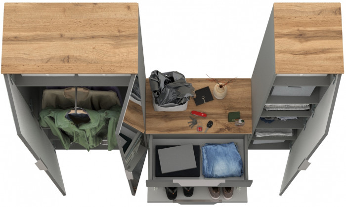 Октава Прихожая 21, серый графит/дуб крафт золотой/фасады МДФ серый графит