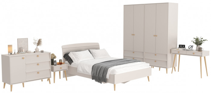 Афина Спальня 38-1400, цвет кашемир серый, сп.м. 1400х2000 мм., б/м, основание есть - фанера