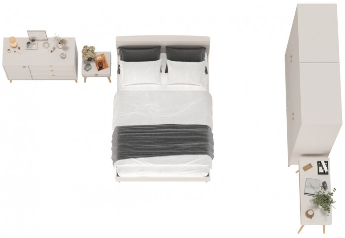 Афина Спальня 38-1400, цвет кашемир серый, сп.м. 1400х2000 мм., б/м, основание есть - фанера