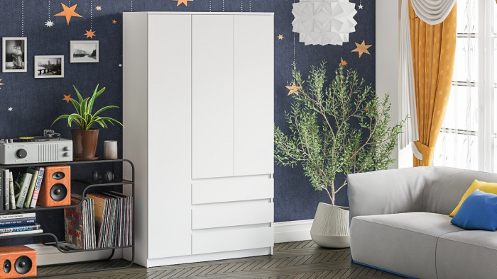 Мори Шкаф МШ1200.1, цвет белый, ШхГхВ 120,4х50,4х209,6 см., НЕ универсальная сборка