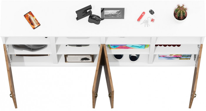 Лидер-8 Тумба МД 3.19 4 шт., цвет белый шагрень/крафт золото, ШхГхВ 160х30х75 см., универсальная сборка