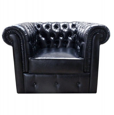 Кожаное кресло &quot;Честер&quot; цвет черный, для отдыха, для дома в гостиную, на кухню