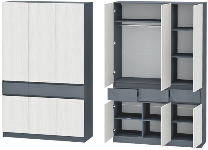 Модульная Прихожая Иннэс-10, набор 5, Графит/Ясень Анкор Светлый