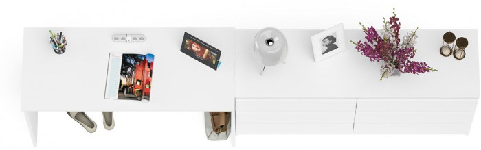 Мори Стол письменный МСП1200.1 + Комод МК1380.6, цвет белый, ШхГхВ 258,4х50х76,6 см., универсальная сборка