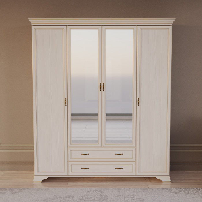 Шкаф распашной четырехдверный с зеркалами Сиена