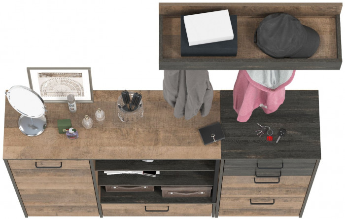 Трувор Прихожая 155, цвет дуб гранж песочный/интра, ШхГхВ 159х37х195 см., универсальная сборка