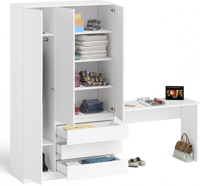 Мори письменный стол МСП1200.1 + Шкаф МШ1200.1, белый