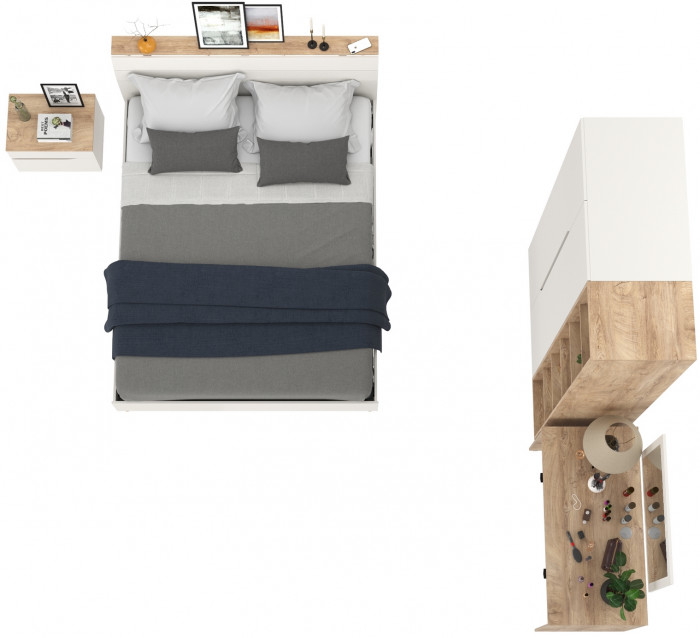 Муссон Спальня № 16, белый/дуб эндгрейн элегантный