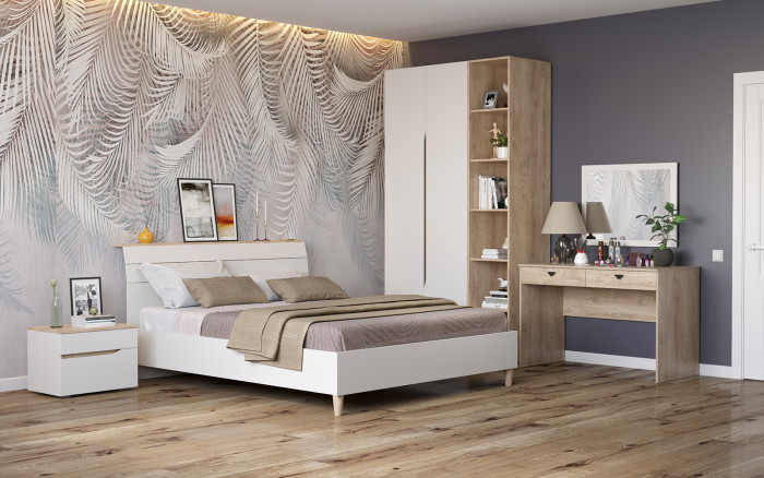 Муссон Спальня № 16, белый/дуб эндгрейн элегантный