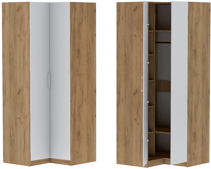 Шкаф угловой "Иннэс-7" - Крафт золотой/Белый