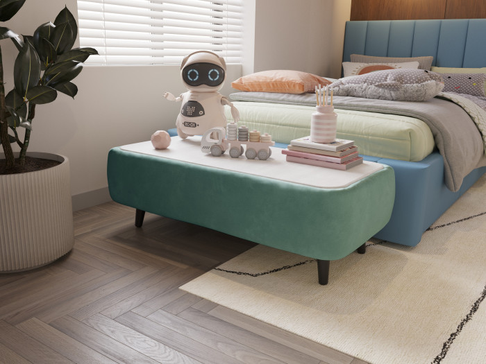 Стол журнальный Пай мятный/мдф холст белый