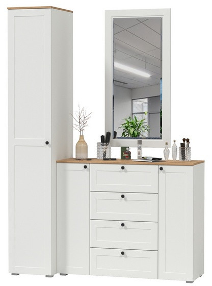 Остин Прихожая 20, белый шагрень/дуб крафт золотой