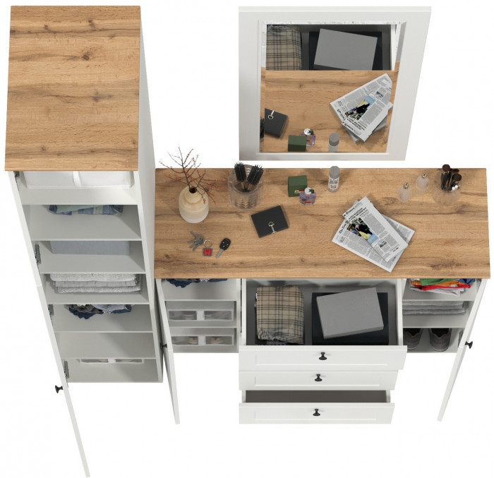 Остин Прихожая 20, белый шагрень/дуб крафт золотой