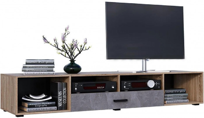 Нэнси New ЛДСП Тумба ТВ (2дв.+1ящ.) (Дуб Сонома, Бетон светлый)