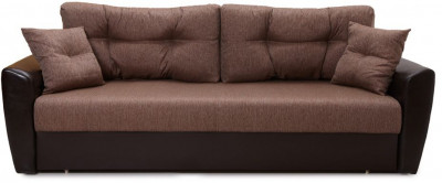 Диван-кровать Амстердам, 160х195, раскладной, еврокнижка, независимый пружинный блок, рогожка/экокожа, коричневый