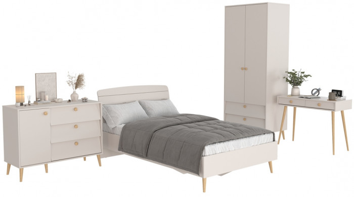 Афина Спальня 06-1200, цвет кашемир серый, сп.м. 1200х2000 мм., б/м, основание есть - фанера