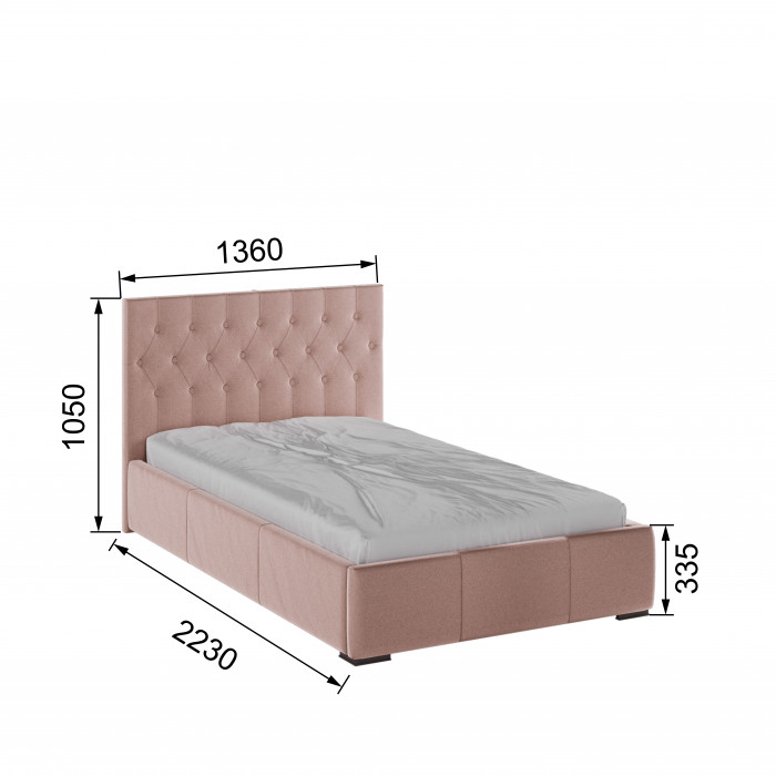 Октавия Кровать интерьерная 120 пыльная роза ромб, ПМ