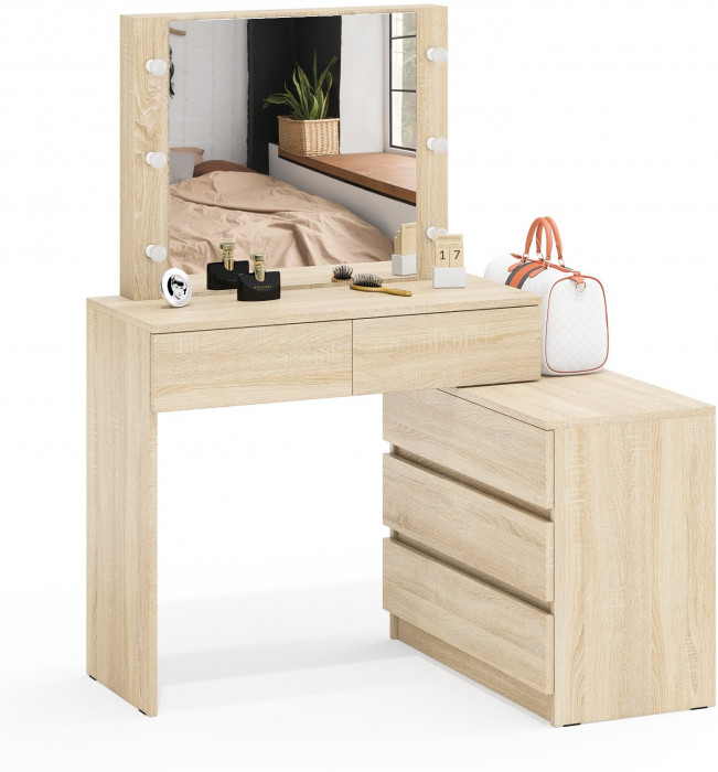 Стол косметический с подсветкой 110, дуб сонома