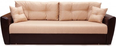 Диван-кровать Амстердам, 150х195, раскладной, еврокнижка, независимый пружинный блок, рогожка/экокожа, коричнево-бежевый