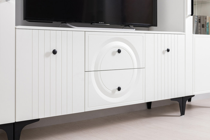 Валенсия Гостиная № 067, ЛДСП белый шагрень/МДФ белый шагрень