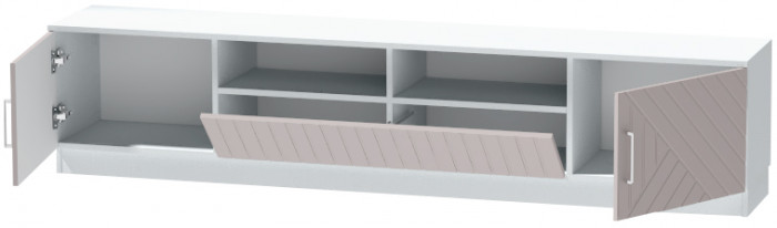 Тумба-3 под ТВ напольная "Иннэс-7", Белый/Грэй софт