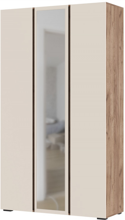 Хелен ШК 02 Шкаф 3х створчатый с зеркалом (1,200х2,100х0,460) кашемир/дуб крафт табачный