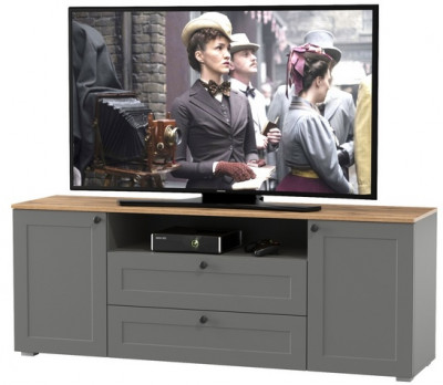 Остин 16.47 Тумба под ТВ, цвет серый графит/дуб крафт золотой, ШхГхВ 160х41,9х60,8 см.