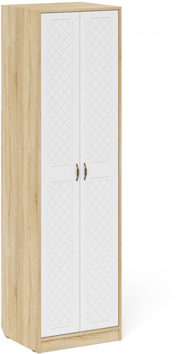 Прихожая П-6 Компоновка № 07, цвет дуб сонома/фасады МДФ белое дерево фрезеровка ромб, ШхГхВ 180х50х210 см., универсальная сборка