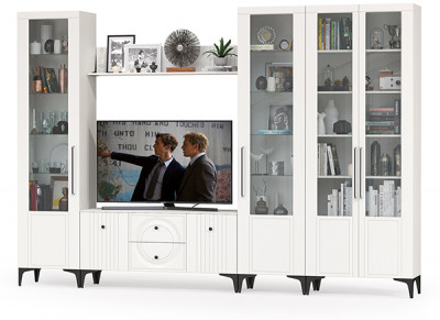 Валенсия Гостиная № 068, ЛДСП белый шагрень/МДФ белый шагрень