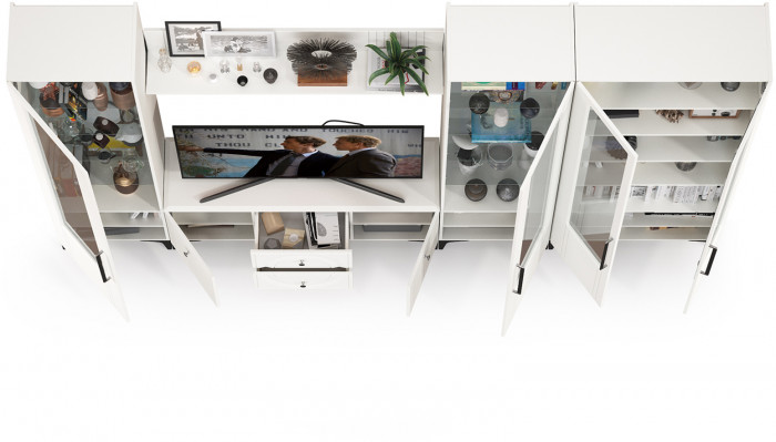 Валенсия Гостиная № 068, ЛДСП белый шагрень/МДФ белый шагрень