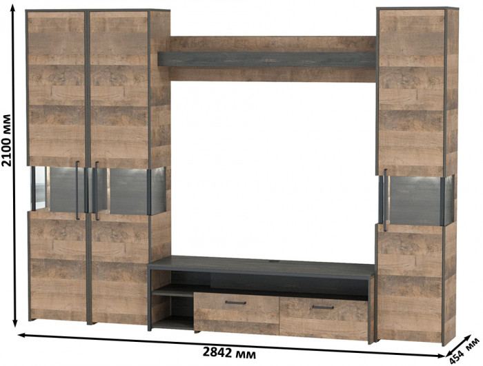Трувор Гостиная 031, дуб гранж песочный/интра