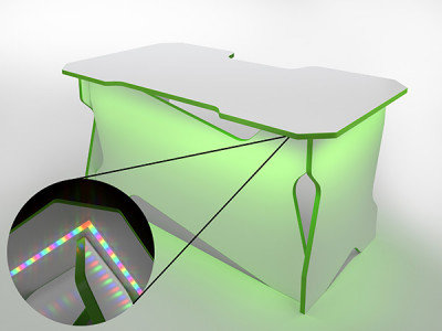 Игровой компьютерный стол RVG с подсветкой Белый/Салатовый 120