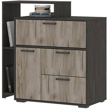 Эдинбург Комод КМ-01 (1,002х0,988х0,450) дуб крафт серый/железный камень