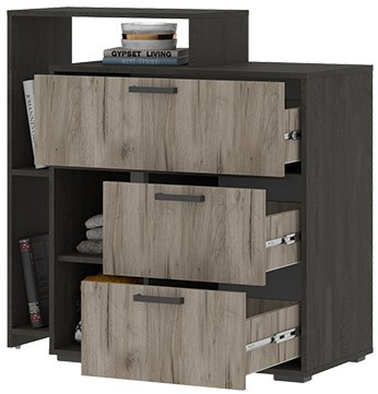 Эдинбург Комод КМ-01 (1,002х0,988х0,450) дуб крафт серый/железный камень