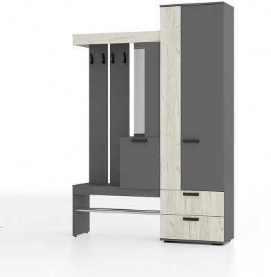 Прихожая "Трамп" Графит/дуб крафт белый