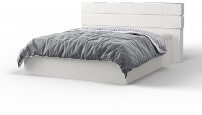 Кровать KING-SIZE 180х200 "Агата" - Белый текстурный/Дуб полярный