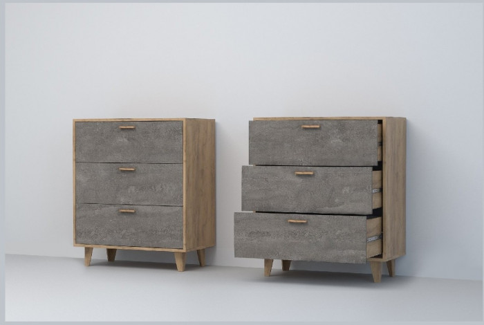 Эго Комод К-3 НГ (Камень Темный/Бетон Светлый)