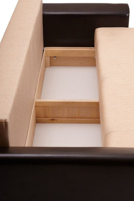 Диван-кровать Амстердам, 160х195, раскладной, еврокнижка, пружинный блок, рогожка/экокожа, коричнево бежевый