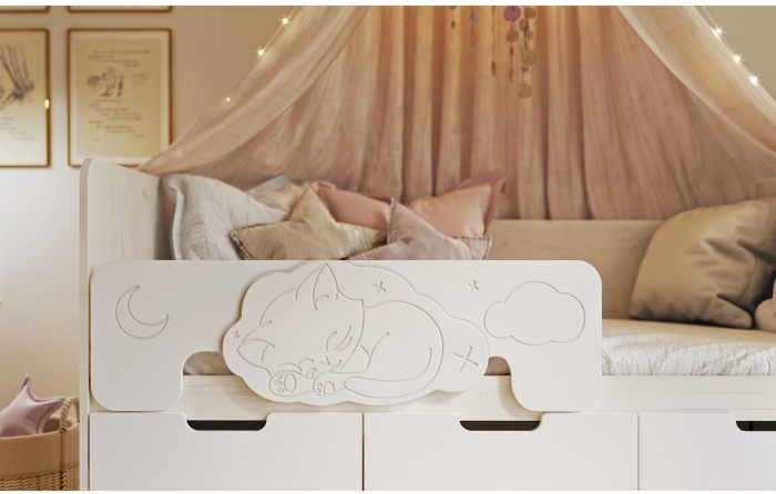 Юниор-4 Кровать 80х160 (Крафт белый, Шарли пинк)