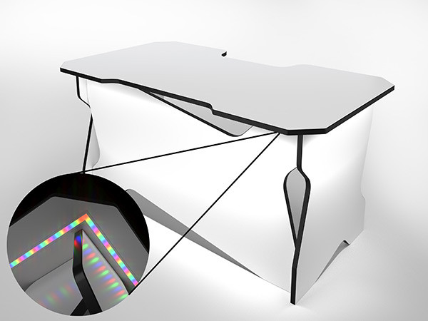 Игровой компьютерный стол RVG с подсветкой Белый/Черный 120