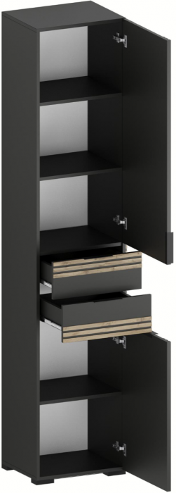 Модульная Прихожая Нао, набор №2, Графит/Графит, Дуб вотан, Simple 27